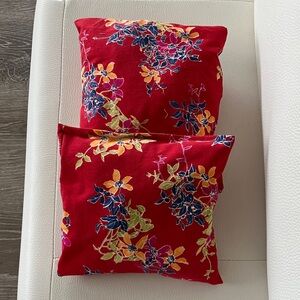 Purse Pillows. 2 Pillows (8x9)Hand Crafted Red Floral Accent